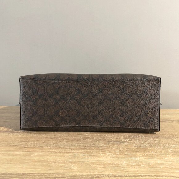 Coach Mollie Signature Coated Canvas Leather Brown/Black Shoulder Tote MSRP $428 - Picture 9 of 15